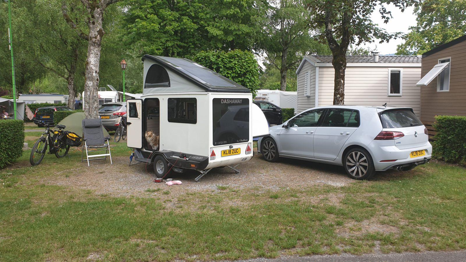 Overnight aire in France with Dashaway and VW Golf